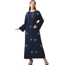 Abaya marroquí musulmán para mujer, vestido largo hecho a mano, con cuentas, para fiesta de noche, Kimono abierto, elegante, Túnica, caftán árabe, Ramadán, Islam 2024 - compra barato