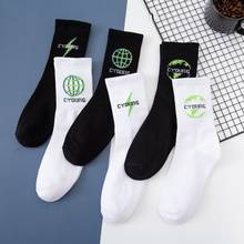 2020 New lightning Socks Printing men's solid color black white cotton street wild trend Harajuku Long socks Hip Hop Crew Socks 2024 - buy cheap