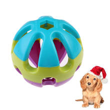 Jingle anel de brinquedo para animais de estimação, brinquedo para gato, cachorro, bola redonda, mastigar, brinquedo de treinamento de dentes de estimação, 1 peça 2024 - compre barato