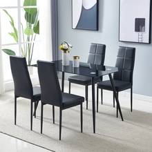 Mesa de jantar cadeiras conjunto incluem 1 retângulo preto mesa de jantar de vidro + 4 elegante decapagem textura alta encosto cadeiras de jantar 2024 - compre barato