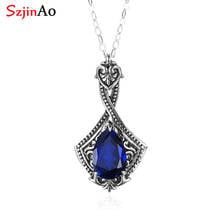 Szjinao Silver Pendant For Women Pure 925 Sterling Silver Gemstone Necklace Pendant Sapphire Water Drop Wedding Fine Jewelry New 2024 - buy cheap