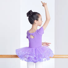 Vestido de balé feminino, vestido de ginástica com malha de manga comprida, vestido de dança de salão/tutu curto, roupa de desempenho infantil 2024 - compre barato