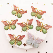 Разноцветные стразы в виде бабочки из смолы с плоским основанием, 1 отверстие, украшения, садовые аксессуары, S14 2024 - купить недорого