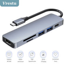 USB-концентратор 5 в 1, USB Type-C, USB 3,0, 2,0 PD, для MacBook Pro RJ 45 2024 - купить недорого