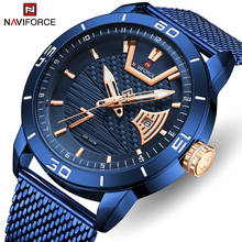 Naviforce relógio masculino impermeável, relógio de pulso azul de aço inoxidável estiloso para homens, de marca de luxo e negócios 2024 - compre barato