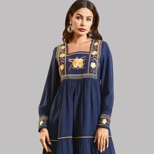 Plus Size Floral Embroidery Maxi Dress Long Sleeves Women Shirt Cuffs Long Loose Dress Abaya Muslim Dubai Turkey Modest Wear Buy Cheap In An Online Store With Delivery Price Comparison Specifications