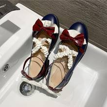 Zapatos de cuero de princesa Lolita para mujer, calzado suave de cabeza redonda, uniforme jk, con lazo, estilo japonés 2024 - compra barato