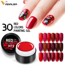 New Nail Art VENALISA Semi Permanent Enamels Red Color Glitter UV Paint Gel Nail Polish Sequins Nail Gel Varnish Lacquer Gel 2024 - buy cheap