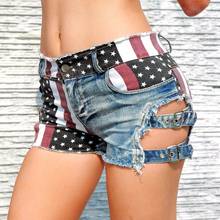 New Sexy Women's High Waist Hole Jeans Shorts American Flag Printed Daisy Duke Ripped Denim Shorts  jean shorts 2024 - buy cheap