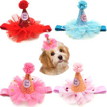 Pet Dogs Caps With Bowknot Cat Dog Birthday Costume Sequin Design Headwear Cap Hat Christmas Party Pets Accessories 2024 - buy cheap