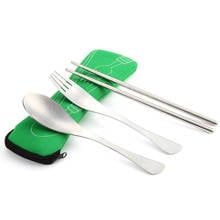 3pcs spoon chopsticks fork stainless steel portable bag creative cute tableware camping travel Picnic kitchen 2024 - buy cheap