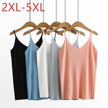 New 2021 Ladies Summer Plus Size Tank Tops For Women Large Sleeveless Slim Sexy Elastic Orange V-neck Camis Top 3XL 4XL 5XL 6XL 2024 - buy cheap