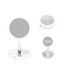 Espejo de mesa con luz USB para mujer, accesorio de maquillaje de doble cara, con aumento de 10X, con caja de almacenamiento 2024 - compra barato