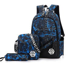 3pcs/Set Men Travel Backpacks Camouflage Printing School Bag Backpack Canvas School bags for 2019 Teenage Boys Students Bag back 2024 - buy cheap