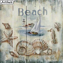 5d diy full square round diamond painting beach landscape diamond mosaic embroidery crafts wall sticker 2024 - buy cheap