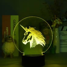 Colorful 3D Lamp Unicorn Night Lights for Kids Gifts Birthday  Christmas Gifts Toys  Bedroom Decoration Unicorn Atmosphere Light 2024 - buy cheap
