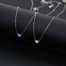 Real 925 Sterling Silver Thin Link Chain Necklace Pendant White Opal Stone for Lucky Girl Lady Women Party Wedding Charm Jewelry 2024 - buy cheap
