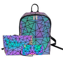 Luminous Backpack Women bao bag reflective Geometric Backpacks For Teenage Girls Female Laser School Bag mochila feminina Bolsas 2024 - buy cheap