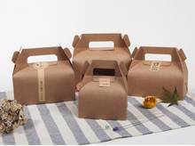 Лидер продаж белая/коричневая бумажная коробка для торта kraft кекс коробка с ручкой Свадебная бумажная коробка для торта большая подарочная коробка 10 шт./лот 2024 - купить недорого
