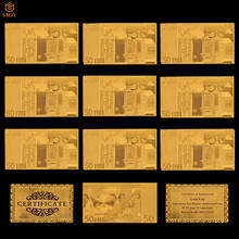 10 pçs/set collectibles euro banhado a ouro notas euro 50 notas bancárias papel dinheiro para decoração de escritório em casa 2024 - compre barato