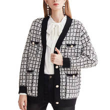 Vintage women plaid woolen coats 2019 autumn-winter ladies fashion bomber jackets female knitwear girls chic coat outfit clothes 2024 - buy cheap