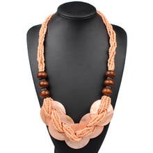 Claire Jin Wood Balls Big Shell Necklaces Boho Jewelry Small Bead Handmade Ethnic Bohemian Women Long Necklace Sweater Chain 2024 - buy cheap