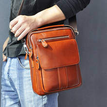 Genuine Leather Male Casual Design School Shoulder Messenger Crossbody bag Fashion College 10" Tablet Tote Satchel bag 5008-g 2024 - buy cheap