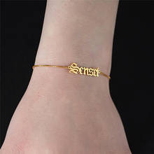 Personalized Custom Name Bracelet Stainless Steel Gothic Bracelets Rose Gold Box Chain Bangle Jewelry Gift For Women Girl 2024 - buy cheap