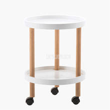 Mesa de centro estilo nórdico, mesa de chá pequena e moderna de dupla camada, bandeja lateral móvel com espaço de armazenamento 2024 - compre barato