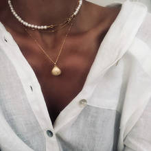 2020 New White Pearl Choker Necklace Steampunk Shell Pendant Long Chain Necklace Women Boho Jewelry Gift 2024 - buy cheap