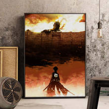 Póster de Attack on Titan, impresiones de Anime japonés, pintura en lienzo transparente para habitación, Bar, decoración artística del hogar, mural 2024 - compra barato