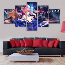 Wall Art Canvas Paintings 5 Pieces Fate stay night Sexy girl Hd Prints Home Decoration Animation Poster For Living Room Modular 2024 - buy cheap