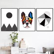 Colorful sandy dog black and white geometric figure Posters And Prints Wall Art Canvas Painting Picture Nordic Home Decor 2024 - buy cheap