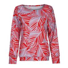 Camisetas de manga larga para mujer, ropa informal holgada de talla grande 5xl, jersey con cuello redondo y estampado de hojas, novedad 2024 - compra barato