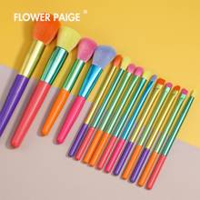 rainbow Makeup Brush Set FLOWER PAIGE Makeup Brushes 15 Pcs Premium Synthetic Foundation Blending Face Powder Eyeshadow Tool 2024 - buy cheap