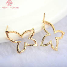 (23)6PCS Butterfly 16*15MM 24K Gold Color Brass Butterfly Stud Earrings Pins High Quality Diy Jewelry Findings Accessories 2024 - buy cheap