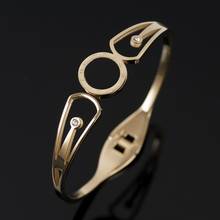 Hollow Rhinestone Black Shell Bangle Bracelet Gold-plated Stainless Steel Roman Numerals Bracelet For Men Women Wedding Jewelry 2024 - buy cheap
