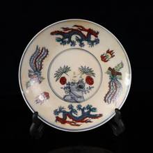 Changhua-plato de dragón y Fénix pintado a mano, Colección china, doucai, plato de pollo 2024 - compra barato