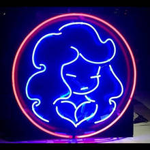 Luz decorativa azul menina em círculo lâmpadas de néon vidro real sala cerveja barra luz enseigne lumineuse decorar andmade tubo de vidro 2024 - compre barato