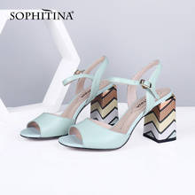 SOPHITINA Fashion Women's Sandals High-quality sheepskin Colorful Heels Peep Toe Buckle Shoes Women Comfortable Sandals SC655 2024 - buy cheap