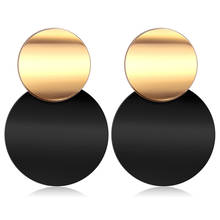 X&P Statement Unique Matte Black Acrylic Drop Earrings for Women Korean Gold Metal Round Dangle Earrings 2020 Fashion Jewellery 2024 - buy cheap