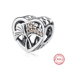 Authentic 925 Sterling Silver Charms Beads Heart Bead Ginkgo Biloba Charms Fit Pandora Original Bracelets Women DIY Jewelry 2024 - buy cheap