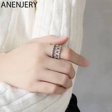 ANENJERY Vintage Hollow Bowknot Open Thai Silver Ring 925 Sterling Width Surface Finger Ring For Women Minimalist Jewelry S-R628 2024 - купить недорого