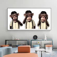 Animal Posters and Prints Abstract Three Monkeys Gorilla with Money Art Canvas Painting Wall Pictures for Living Room Home Decor 2024 - buy cheap