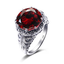 Szjinao Silver Rings For Women Real 925 Sterling Silver Designer Ring Vintage Neo-Gothic Red Garnet Trendy Jewelry Handmade New 2024 - buy cheap