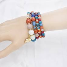 Bohemian Acrylic Stone Multilayers Beads Stretch Charm Bracelets & Bangles For Women with Elephant Charm Birthday Gift Pulseras 2024 - buy cheap