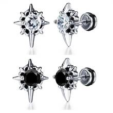 Pendientes Punk Unisex de acero inoxidable, Piercing de circonita, joyería Vintage para hombres 2024 - compra barato