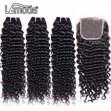 Lemoda-aplique de cabelo humano, ondulado profundo, brasileiro, fecho de renda, lemoda 2024 - compre barato