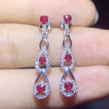 Natural real ruby drop earring Free shipping 925 sterling silver 0.15ct*6pcs gemstone For men or women S99272 2024 - купить недорого