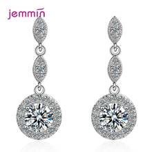 Elegant 925 Sterling Silver Drop Earrings Geometric Cubic Zircon Pendant Fashion Wedding Jewelry Crystal CZ for Women Brincos 2024 - buy cheap